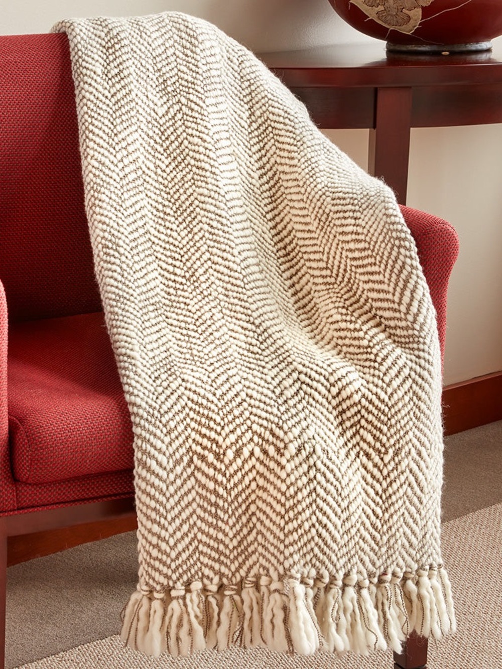 Complete Home Woven Herringbone Fringe Throw Blanket